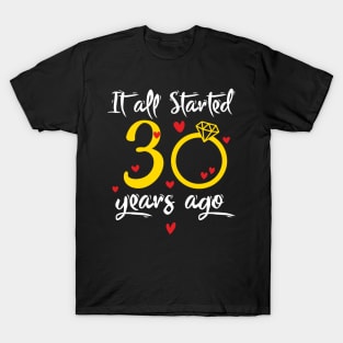 Wedding Anniversary 30 Years Together Golden Family Marriage Gift For Husband And Wife T-Shirt